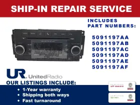 5091197ab Chrysler 5091197aa Repair Service For 2012-2013 Dodge Jeep Multimedia Oem Radio