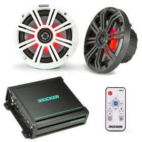48kma1502 Kicker 45km654l 41kmlc Km65l 6.5 Inch Marine Coaxial Speakers With Amp And Led Remote Receiver