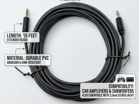 3.5mblk Oemblk Wire/cable For Bass Knob Control Remote Kicker Hideaway 1hs8 Phd12 Ph12 Pt10