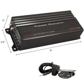Power Acoustik Micro1-3000d 3 000w Class D Compact 1ch Car Amplifier With Bass Knob