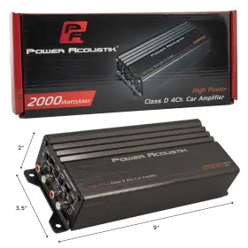 Micro4-2000d Power Acoustik 2 000w Class D Compact 4-channel Car Amplifier