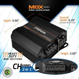 Mdx1200.2 Prv Audio 2 Ohm Mini Channel 2x 600 Watts Amp Compact Car Amplifier