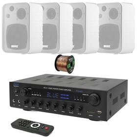 Pyle-enrock Phda6bt-2ekmr408w 400w Amplifier Home Receiver 4x 4 Inch Indoor/outdoor Speakers Speaker Wire