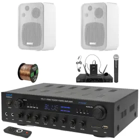 Phda6bt-ekmr408w-pdwm2115 Pyle-enrock 400w Bt Home Led Display Receiver 2x 4 Inch 30w Max Speaker Microphone System
