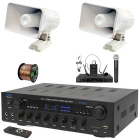 Pyle Phda6bt-2phsp4-pdwm2115 400w Amplifier Led Receiver 2x 6ftft 50w Horn Speakers Microphone System