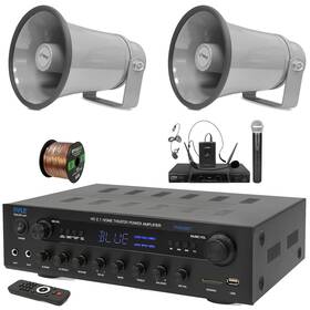 Pyle Phda6bt-2phsp8k-pdwm2115 400w Stereo Optical Receiver 2x 8.1ftft Pa Horn Speakers Microphone System