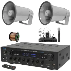 Phda6bt-2phsp8k-pdwm2115 Pyle 400w Stereo Optical Receiver 2x 8.1ftft Pa Horn Speakers Microphone System