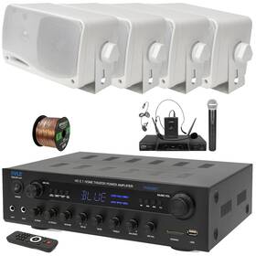Pyle Phda6bt-2plmr24-pdwm2115 400w Bt Mic Inputs Receiver 4x 3.5ftft Mini Box Speakers Microphone System