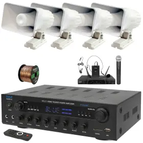 Phda6bt-4phsp4-pdwm2115 Pyle 400w Led Receiver 4x 6ftft Indoor/outdoor Horn Speakers Microphone System