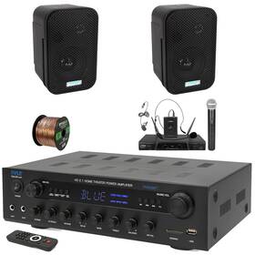 Pyle Phda6bt-pdwr30b-pdwm2115 400w Optical Inputs Receiver 2x 3.5 Inch 300w Max Speakers Microphone System