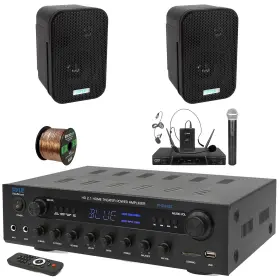 Phda6bt-pdwr30b-pdwm2115 Pyle 400w Optical Inputs Receiver 2x 3.5 Inch 300w Max Speakers Microphone System