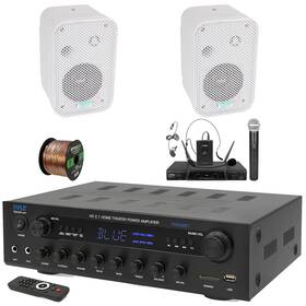 Pyle Phda6bt-pdwr30w-pdwm2115 400w Bt Led Display Receiver 2x 3.5 Inch Speakers Wireless Microphone System