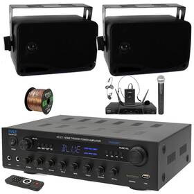 Pyle Phda6bt-plmr24b-pdwm2115 400w Bt Optical Inputs Receiver 2x 3.5ftft 200w Speakers Microphone System