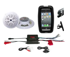 Plmr51w-plmrmp1b-psic55 Pyle Plmr51w-plmrmp1b-psic55- New Boat Bike Marine Atv Ipod Input Amplifier 5.25 Inch White Speakers Phone Case
