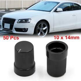 X Autohaux 601382997270 50pcs 6mm Plastic Shaft Insert Dia Potentiometer Control Knobs Black 10x14mm