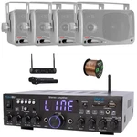 Pyle Bluetooth Stereo Receiver, 4X 3.5'' 200W Speakers, Microphone, Wire Open. Price: $193.99.