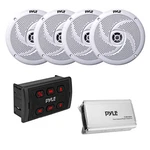 Pyle Marine Bluetooth Audio Receiver, Amplifier, 4X 8'' 320W White Boat Speakers Open. Price: $194.49.
