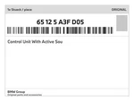 Genuine Bmw Control Unit With Active Sou 65-12-5-A3F-D05 New. Price: $298.07.