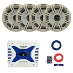 4X Kicker 6.5" 195W Marine Speakers, White Grilles, Bluetooth Amplifier W/kit Open. Price: $386.49.