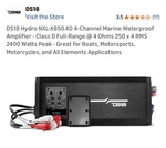 DS18 NXL-X850.4D Waterproof Class Full-range 4-CHANNEL Amplifier 250W Rms New. Price: $400.00.