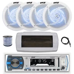 Pyle Bluetooth Marine Receiver,cover, Antenna,wire, 4X 4" 100W Led White Speaker Open. Price: $135.49.