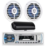 Pyle Bluetooth Marine MP3 In-dash Receiver, Cover, 2X 5.25" 100W White Speakers New. Price: $84.99.